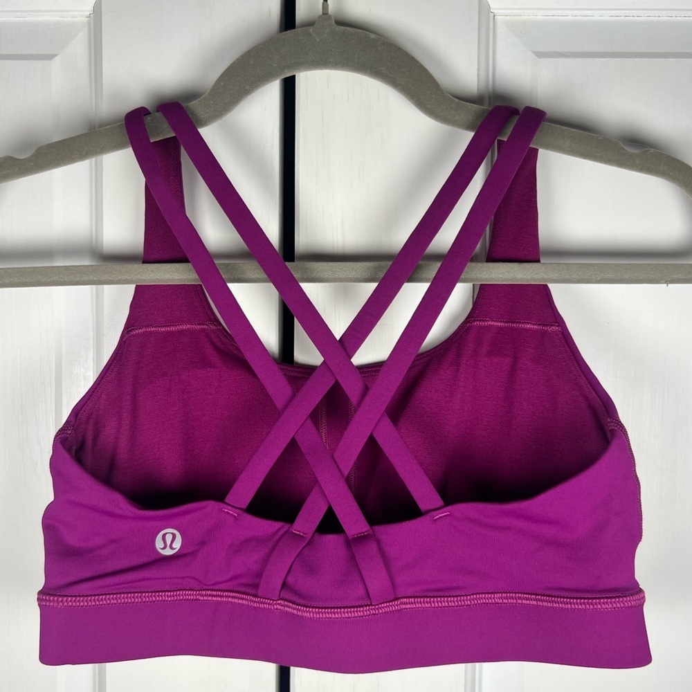 Lululemon Athletica Peloton Fuschia Strappy Energy Sports Bra Size 6 - Picture 4 of 6